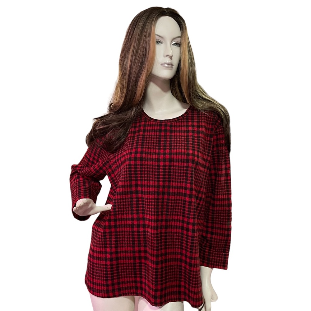 NORTHERN REFLECTIONS RED & BLACK PLAID PULLOVER SWEATER SIZE XL